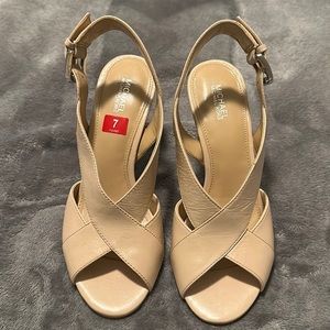 Michael Kors Leather Peep Toe Slingback Sandals